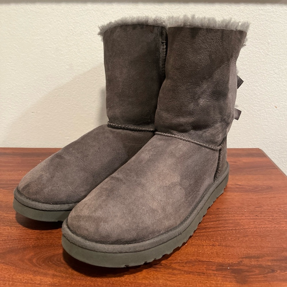 UGG BAILEY BOW 2 CORDUROY GREY GRAY WOMEN Fur Shearling Winter BOOT US 11